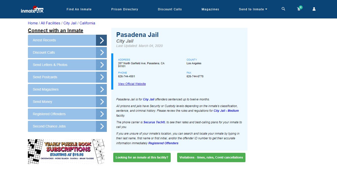 Pasadena Jail | Inmate Locator