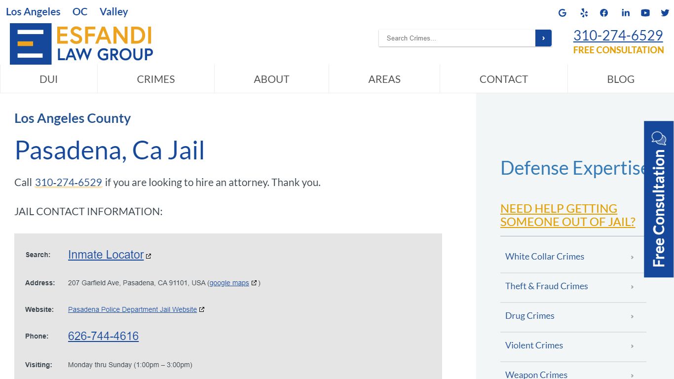 Pasadena California Jail - Los Angeles County | Inmate Locator