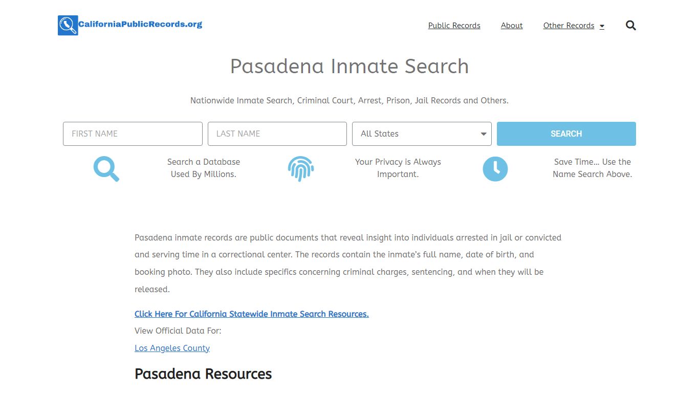 Pasadena Inmate Search - Current & Past PPD CA Jail Records